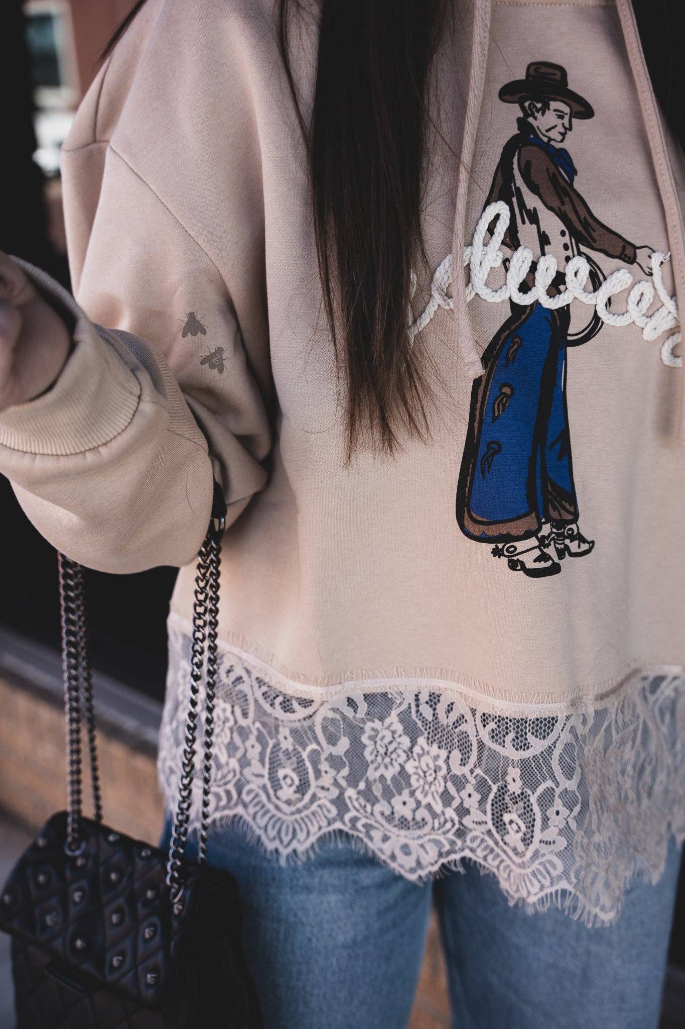 Chill Cowboy Lace Trim Hoodie