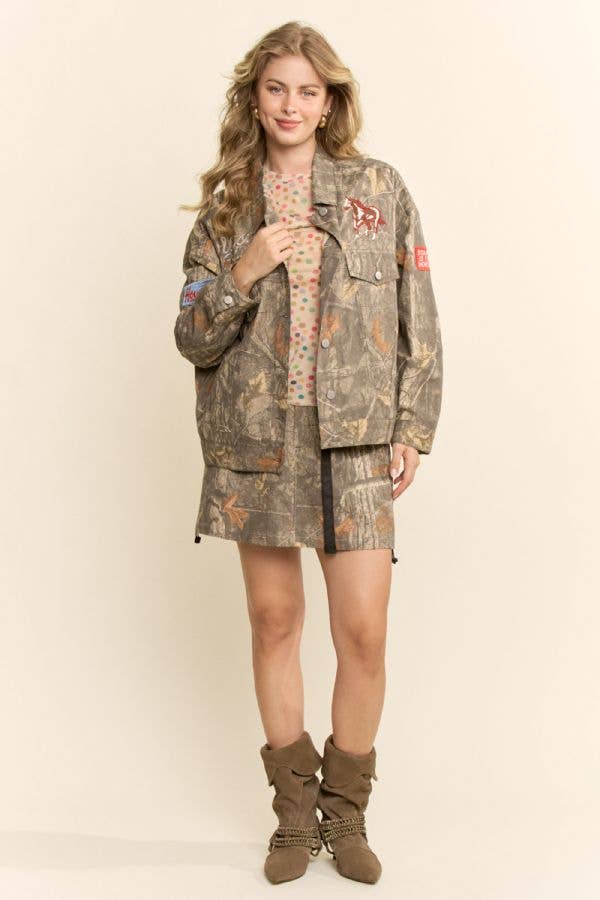 Dave & Dani Cropped Camo Jacket
