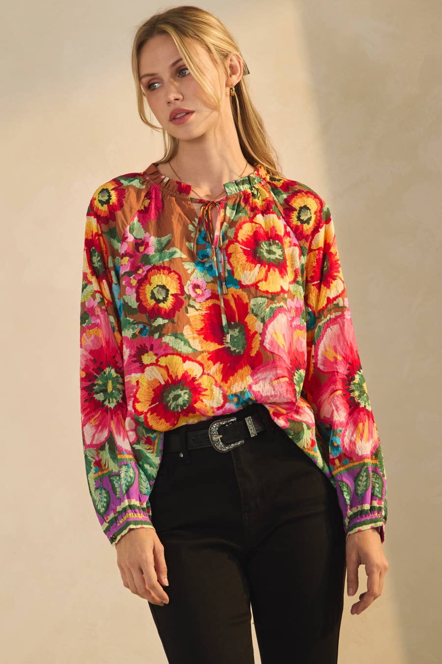 Floral Border Printed Blouse