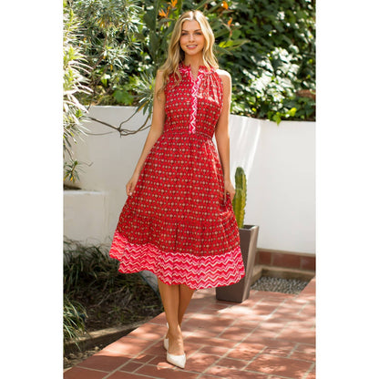 Halter Button Up Print Maxi Dress