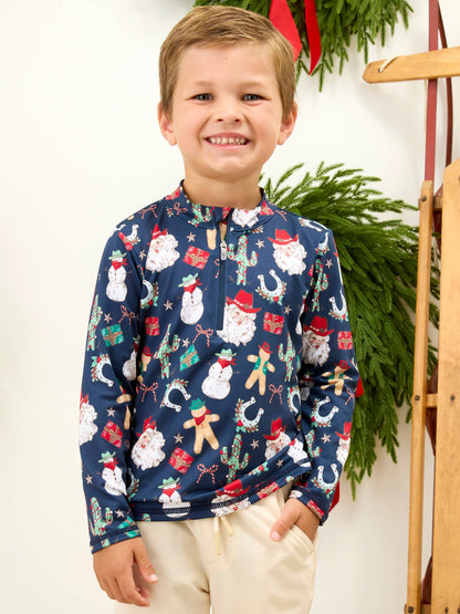 Boys Giddy Up Santa Quarter Zip