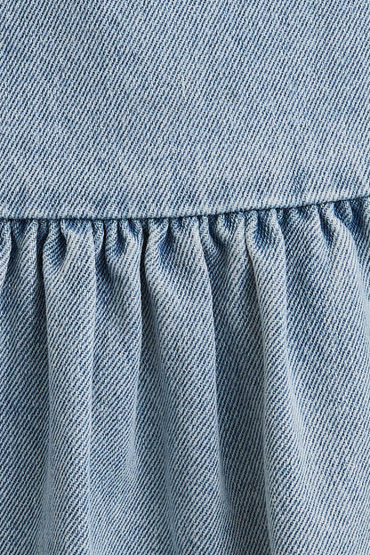 Boat Neck Sleeveless Low Waist Denim Dress