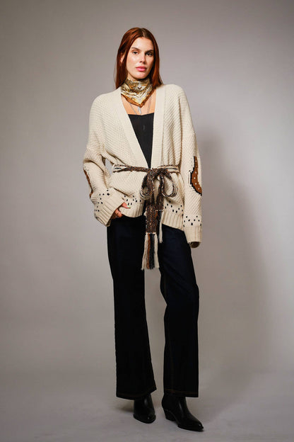 Western Horse Belted Cardigan