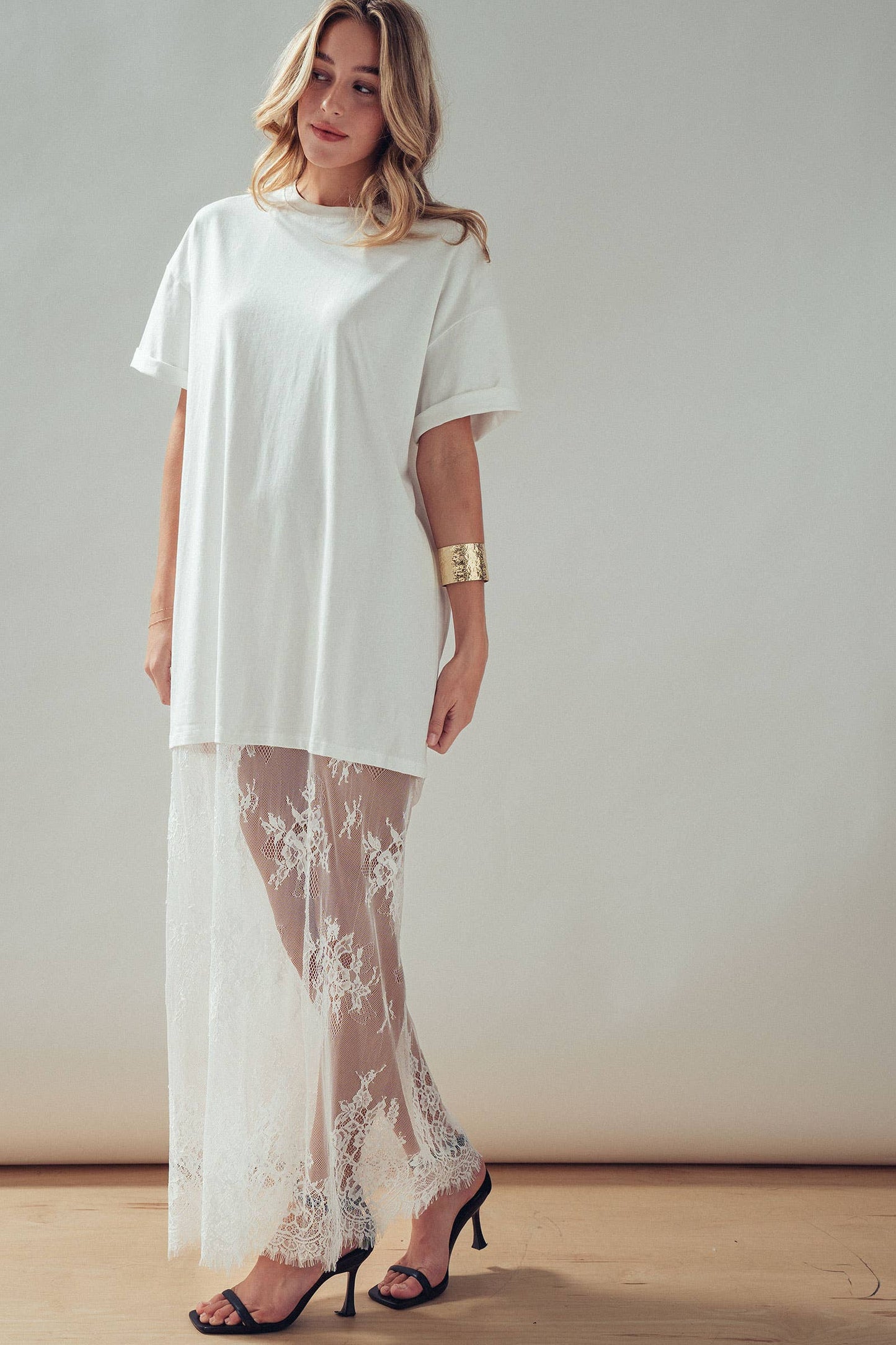 Mixed-Media T-Shirt Lacey Dress