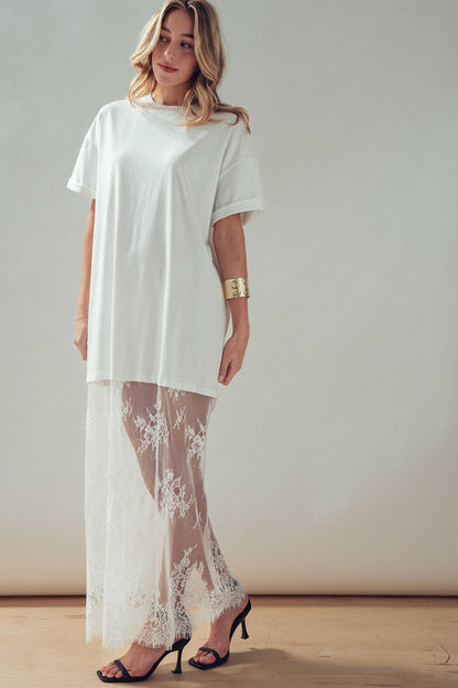 Mixed-Media T-Shirt Lacey Dress