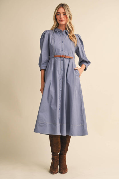 &MERCI Belted Dutton Down Midi Dress