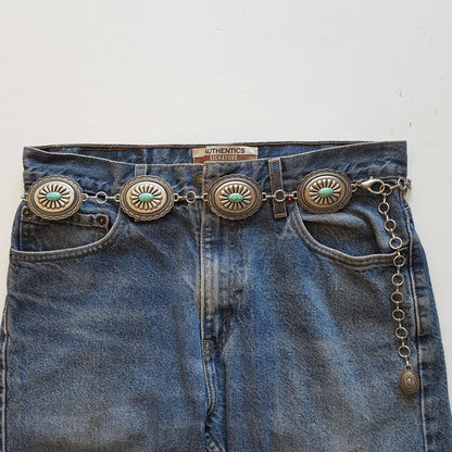 Western Oval Concho Chain Belt with Stones