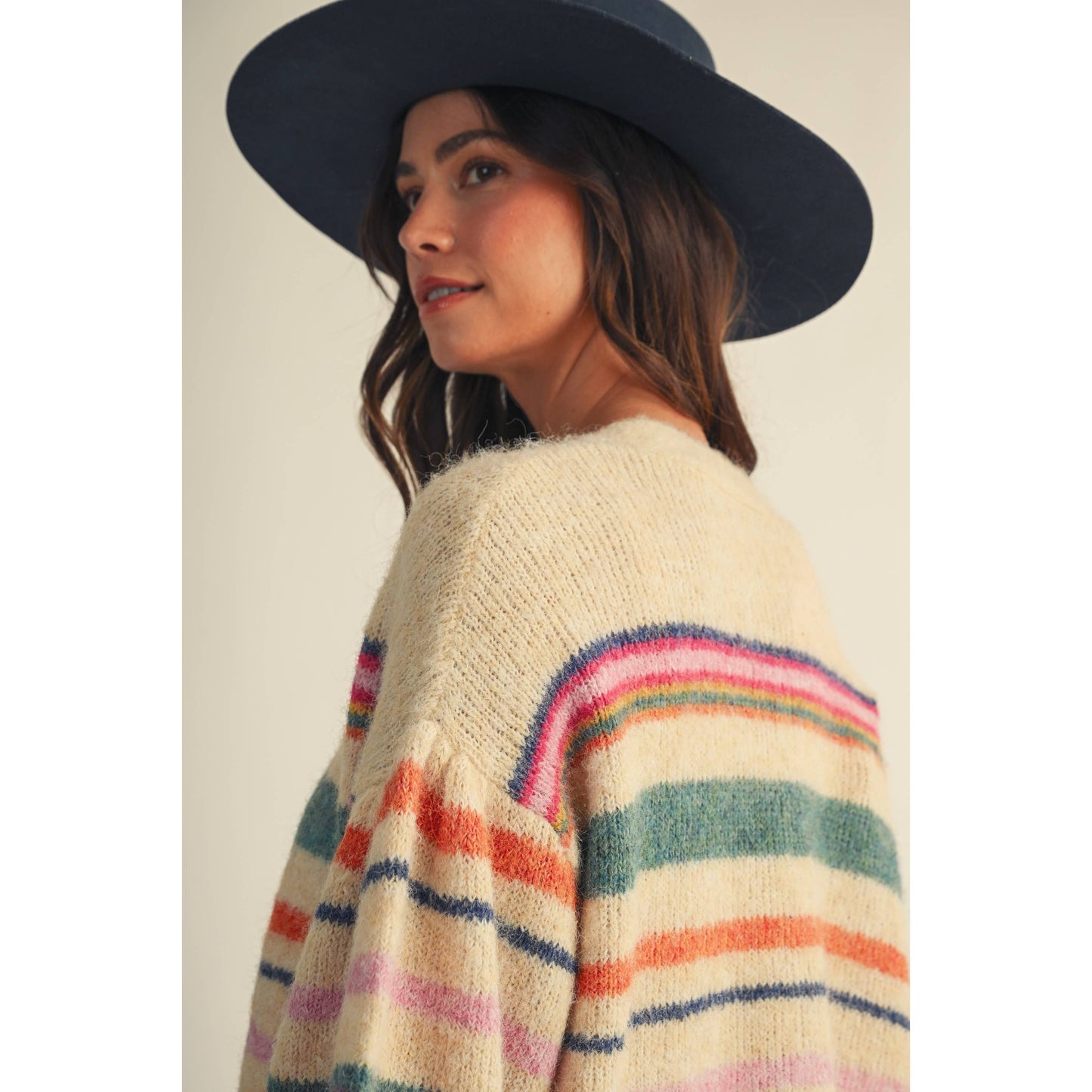 Sunset Carnival Stripe Cozy Relaxed Cardigan