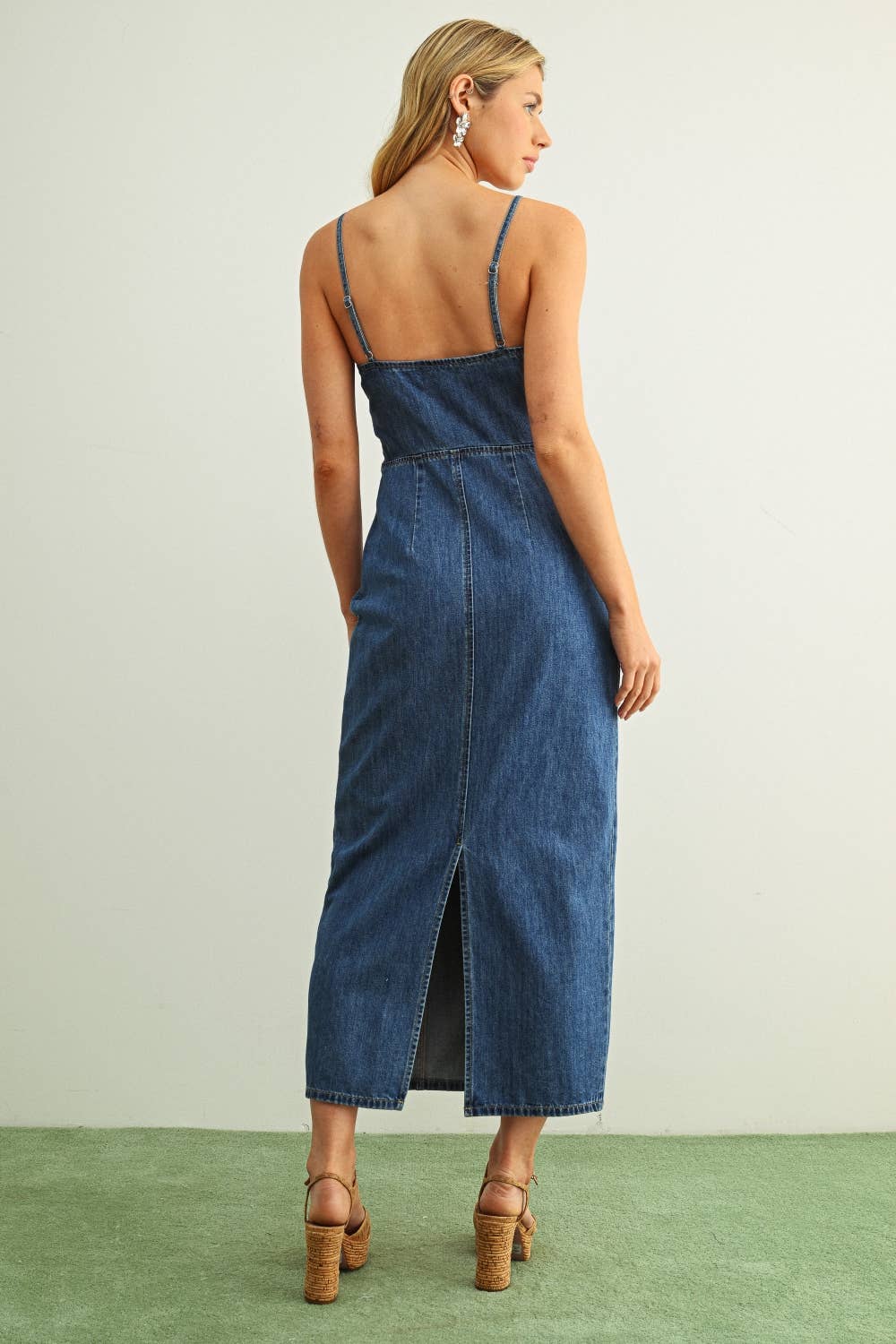 Spaghetti Strap Light Weight Demin Long Dress