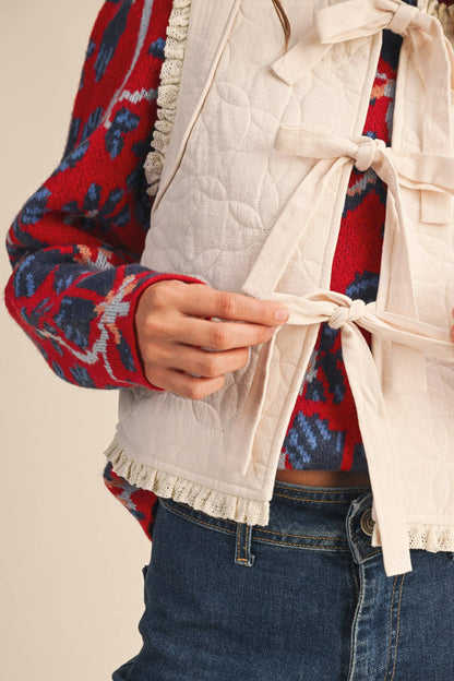 Quilted Lace Trim Vest