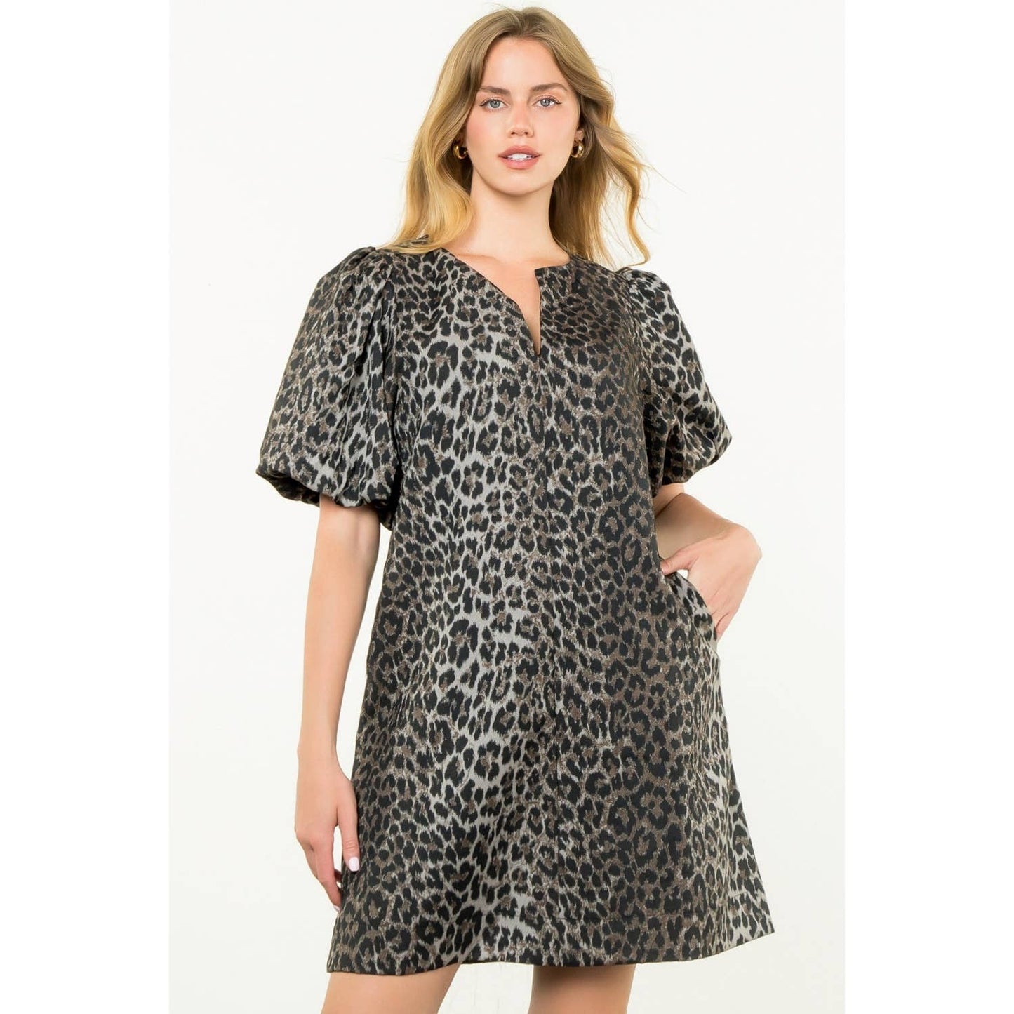 Puff Sleeve Cheetah Dress
