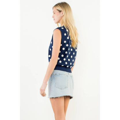 Sleeveless Polka Dot Knitted Top