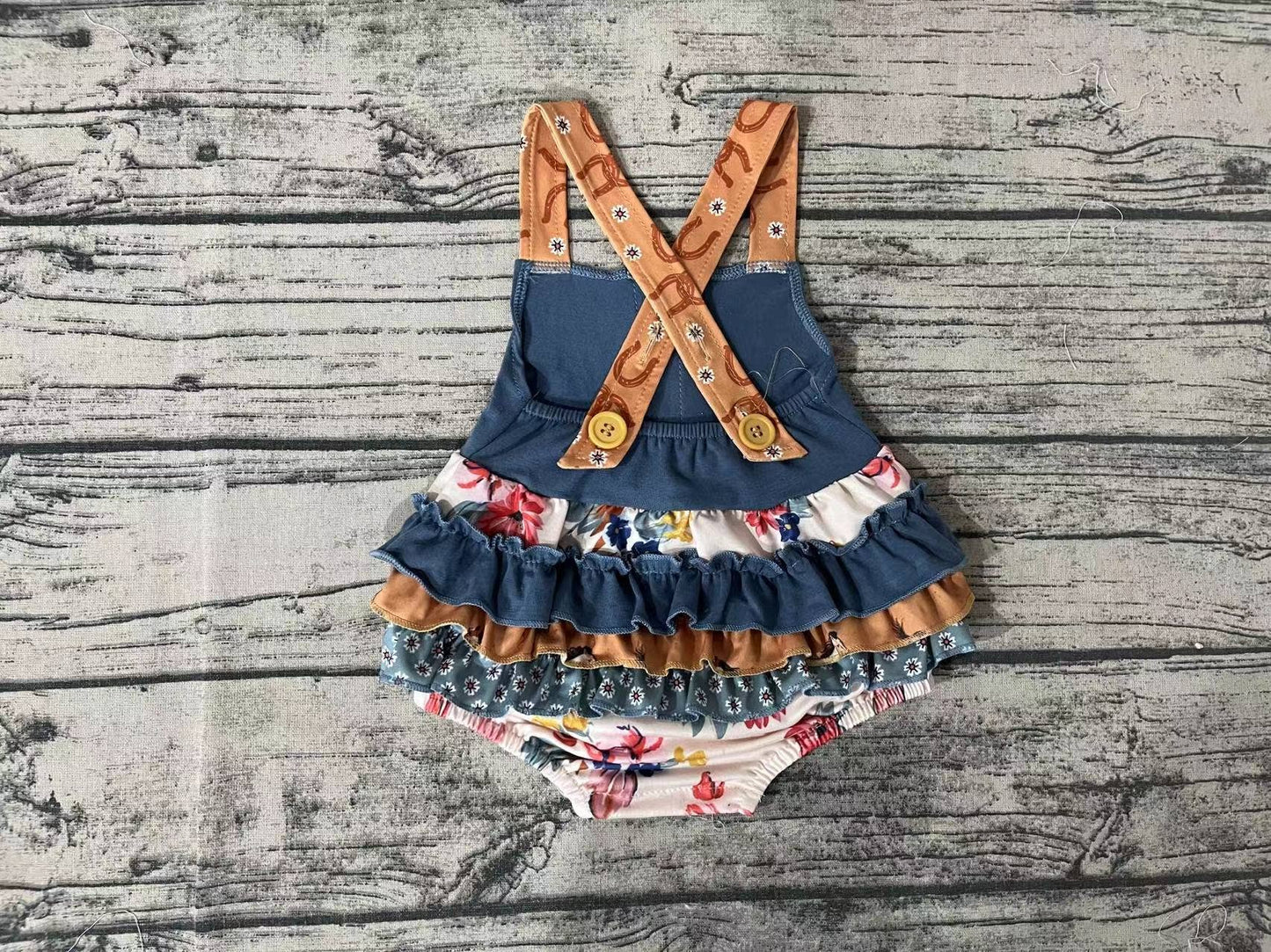 Baby Girls Western Ruffle Flowers Rompers