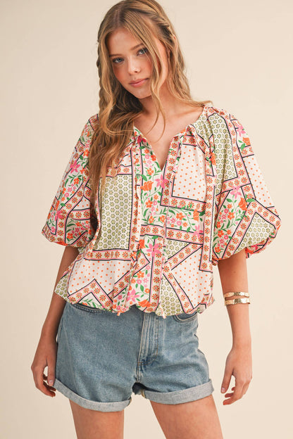Floral Print Bubble Top