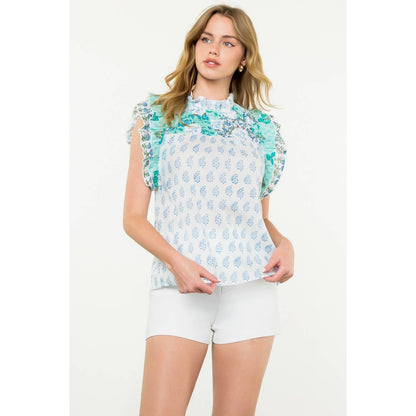 Flutter Sleeve Floral Print Top