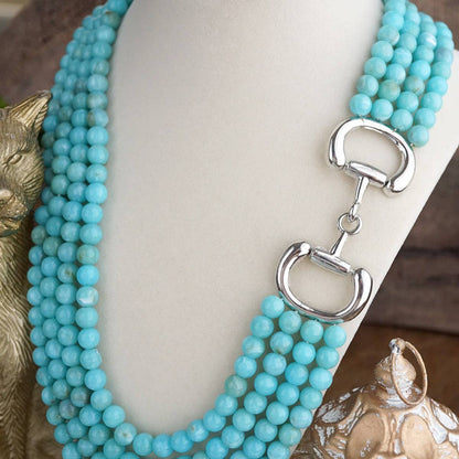 PennyLine Inc. Polished Rider – Multi-Strand Acrylic Bead Horse Bit Necklace