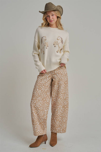Deer Print Barrel Pants
