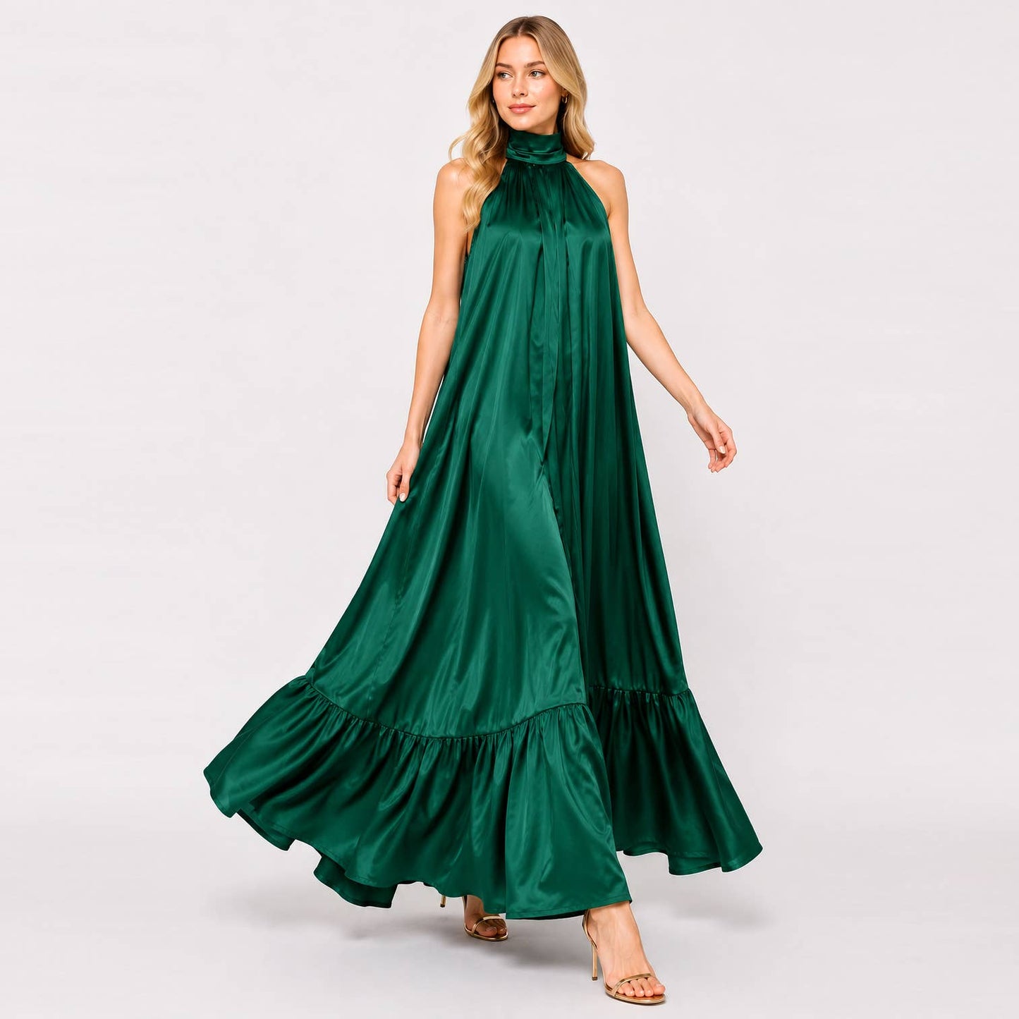 Sabrina Satin Halter Maxi Dress
