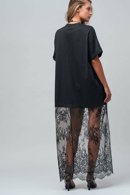 Mixed-Media T-Shirt Lacey Dress