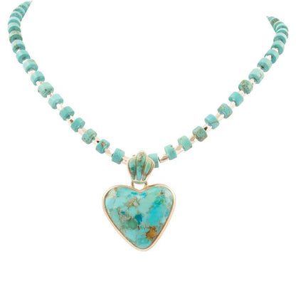 Barse Jewelry Blue Turquoise Heart Silver Pendant Necklace