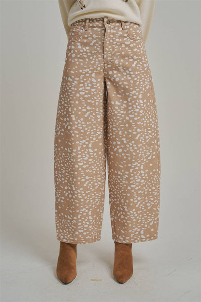 Deer Print Barrel Pants