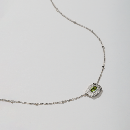 Silver Belt Buckle Birthstone Necklace