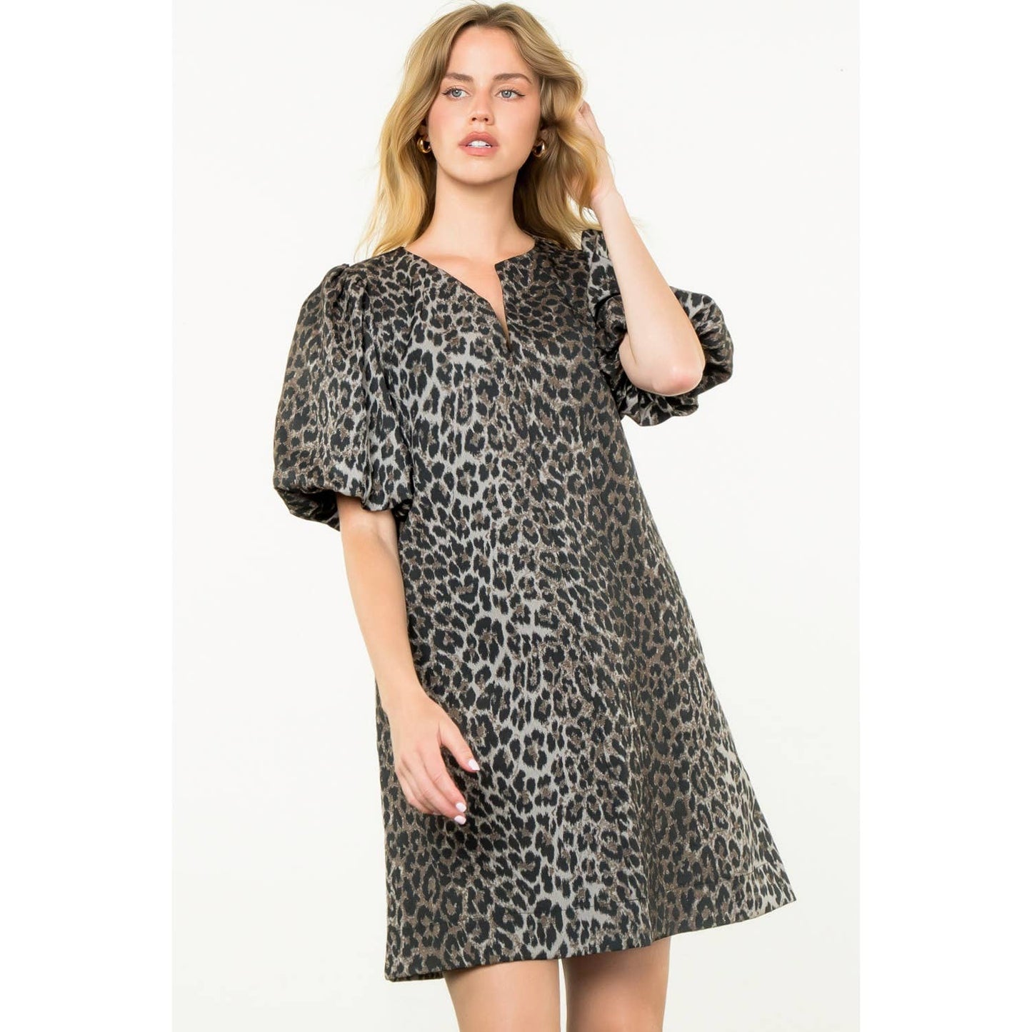 Puff Sleeve Cheetah Dress