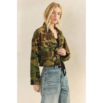 Camo Sequins Contrast Jacket