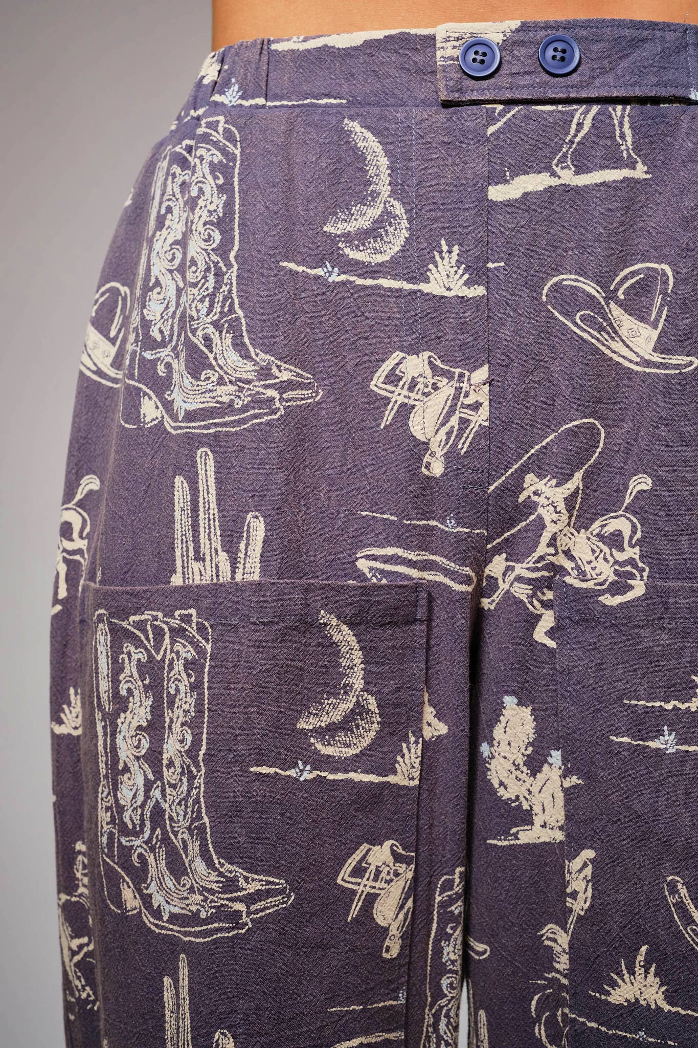 Western Motif Wide Leg Pants