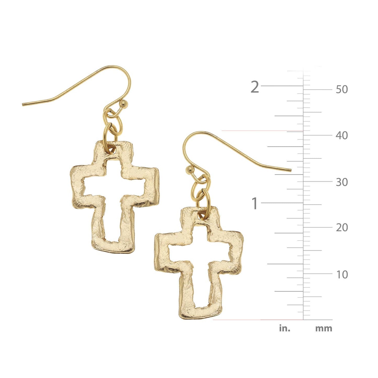 Susan Shaw Gold Open Cross Earrings