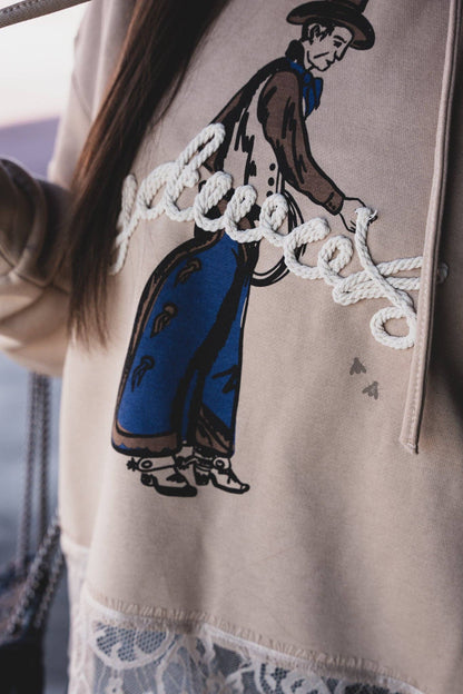Chill Cowboy Lace Trim Hoodie