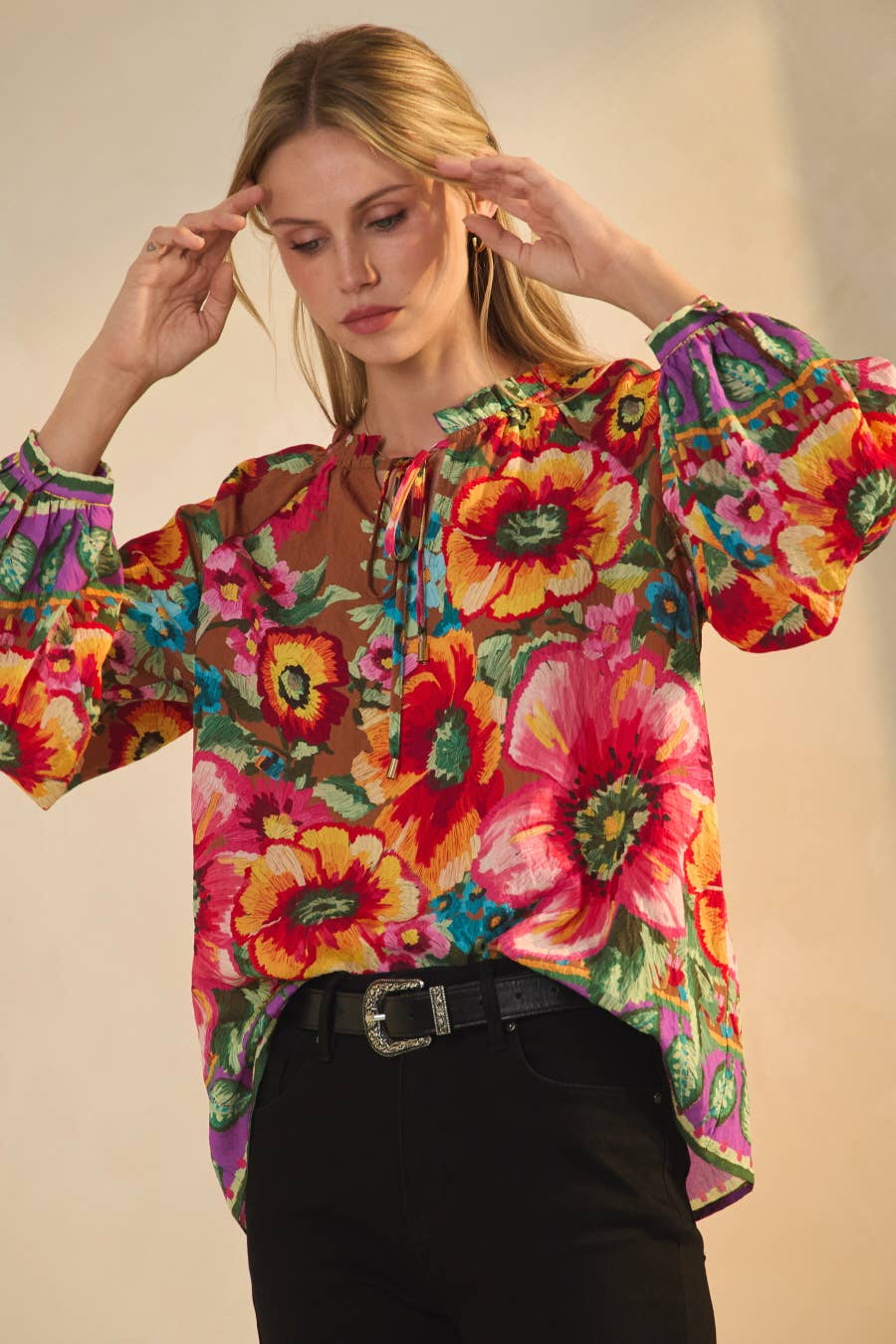 Floral Border Printed Blouse