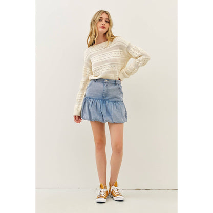 Denim Bubble Mini Skirt