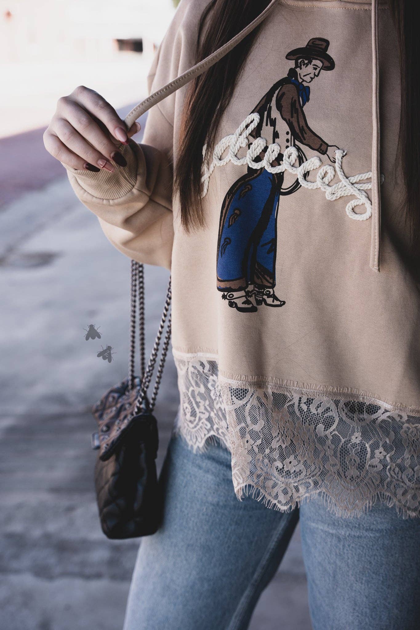 Chill Cowboy Lace Trim Hoodie