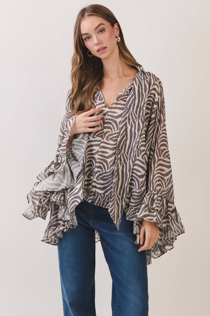 TCEC Zebra High Low Blouse