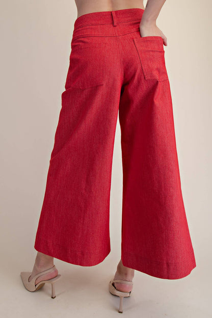 Crop High-Rise Wide-Leg Pants