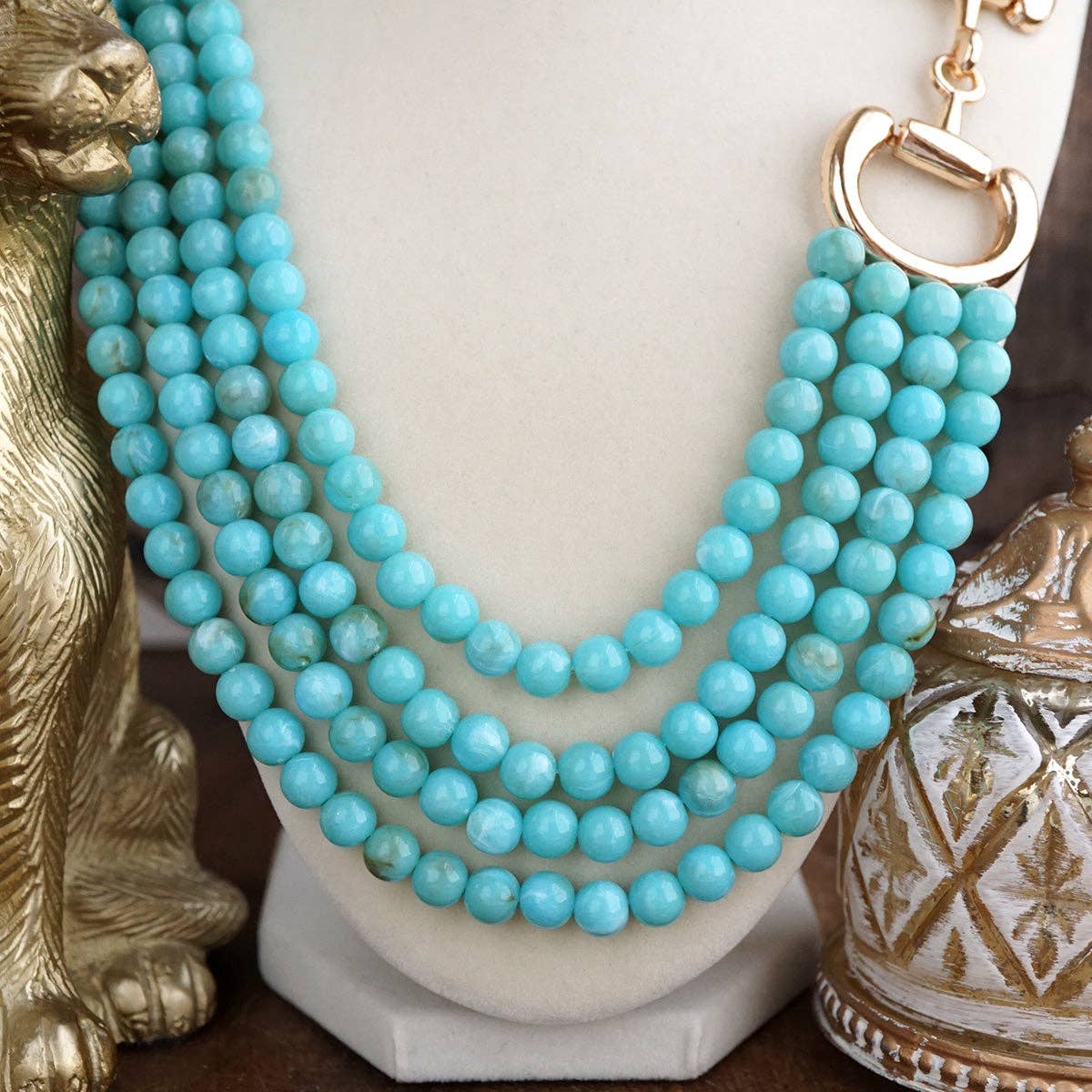 PennyLine Inc. Polished Rider – Multi-Strand Acrylic Bead Horse Bit Necklace