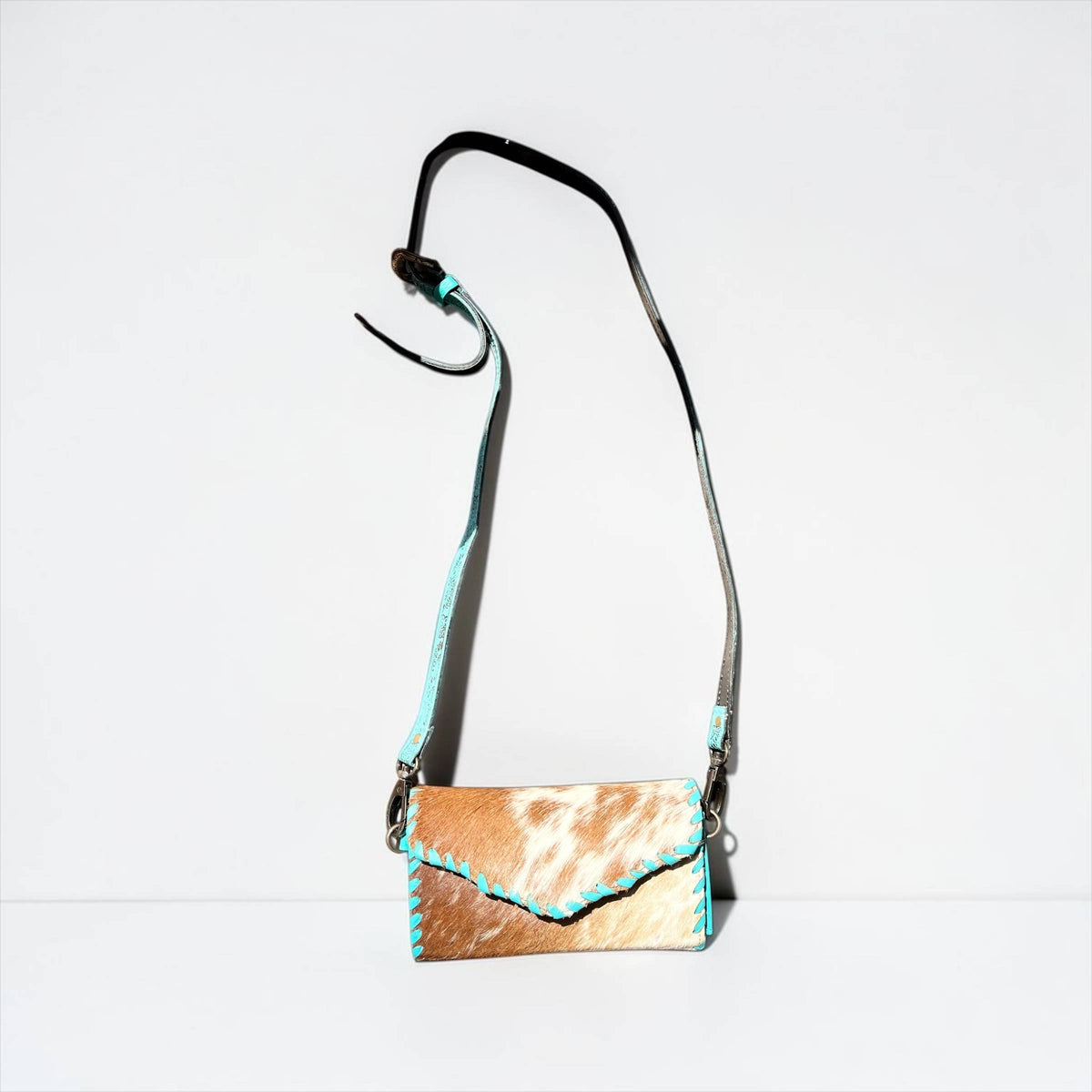 Turquoise Cowhide Crossbody Wallet