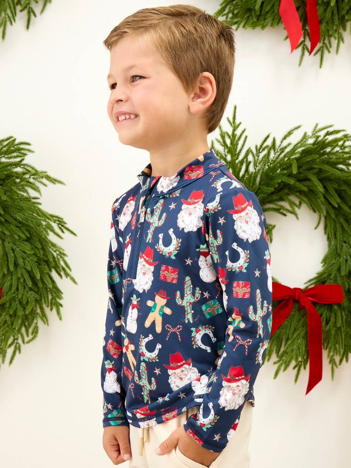 Boys Giddy Up Santa Quarter Zip