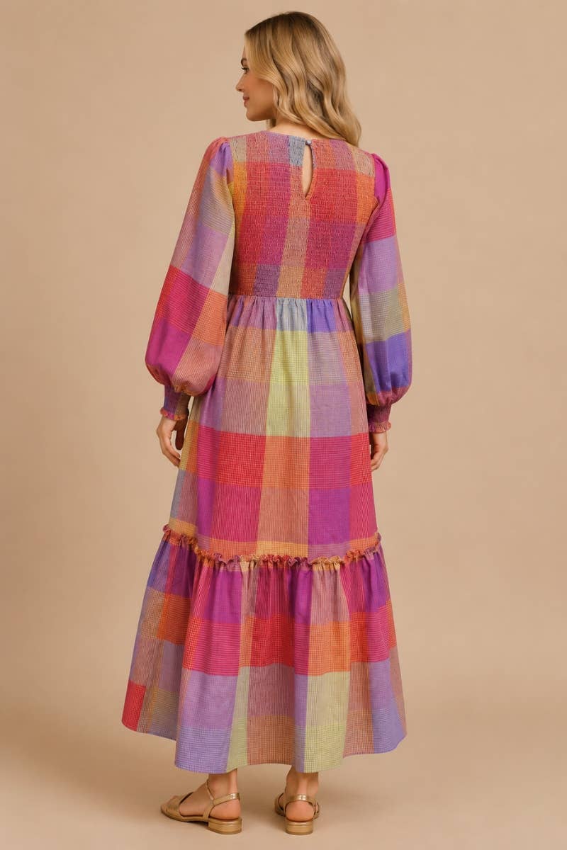 J.NNA Technicolor Dream Smocked Maxi Dress