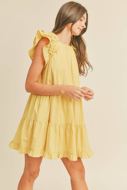 Flutter Sleeve Tiered Babydoll Dress