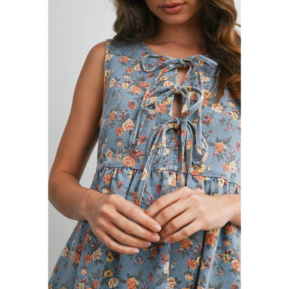 Floral Tie-Front Babydoll Dress