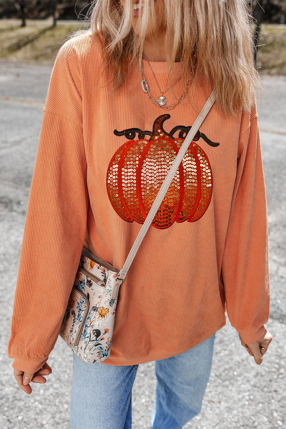 Pumpkin Corded Pullover