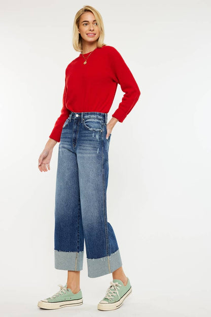 KanCan Lynn 90’S Cropped Wide Leg Jeans