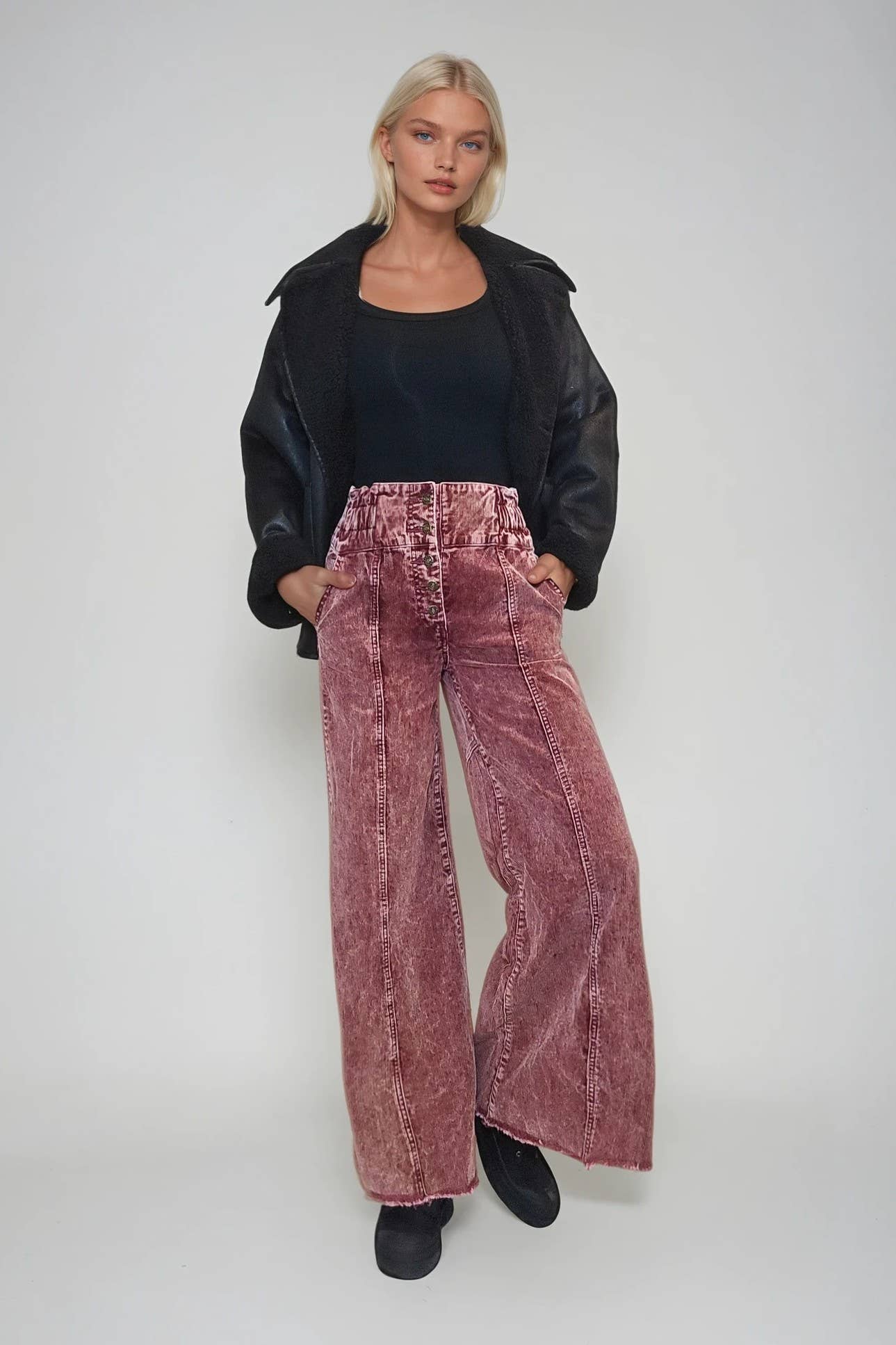 Distressed Corduroy Culotte Pants