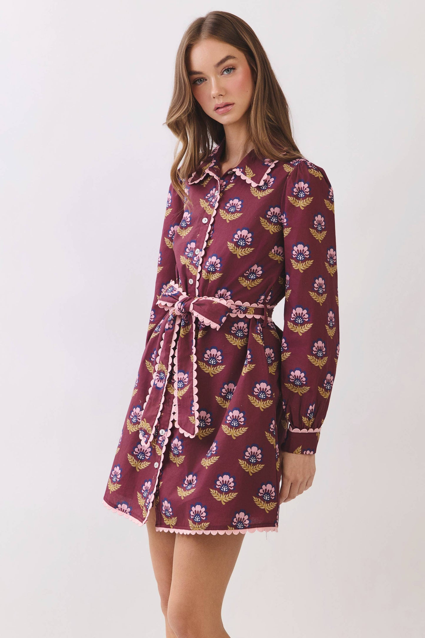TCEC Scallop Trim Detail Mini Dress
