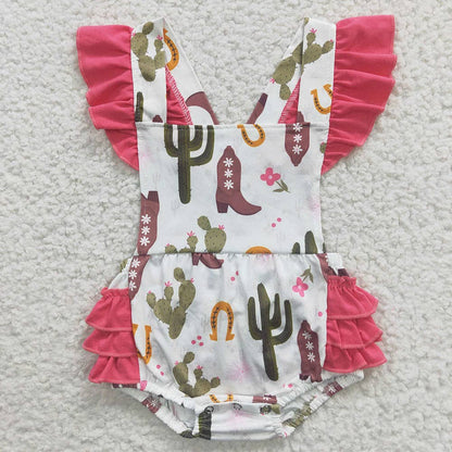 Baby Girl's Cactus Ruffles Western Romper
