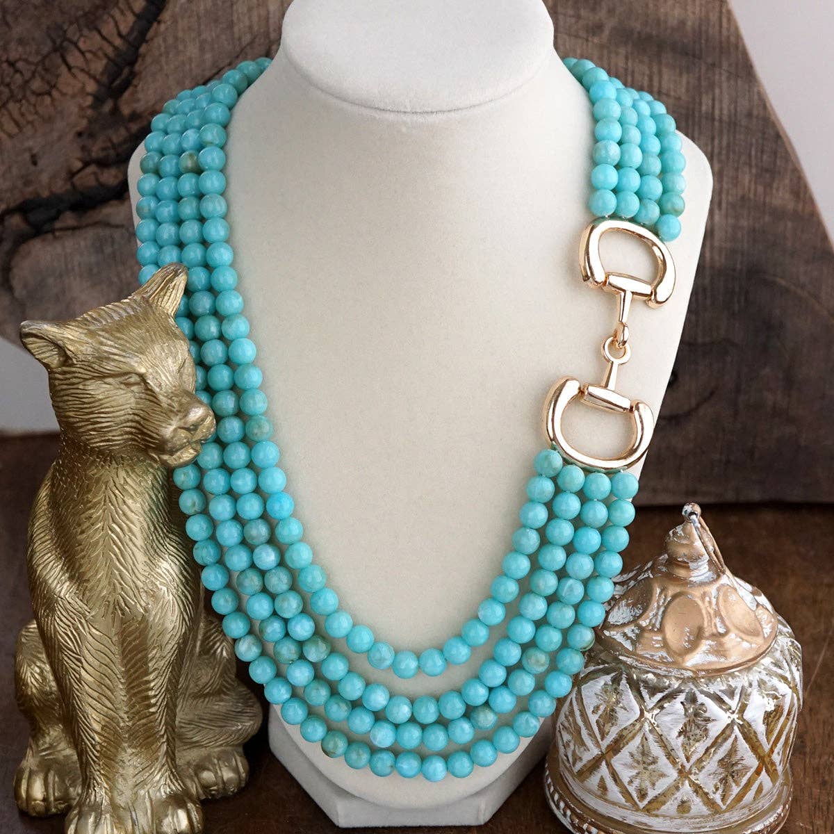 PennyLine Inc. Polished Rider – Multi-Strand Acrylic Bead Horse Bit Necklace
