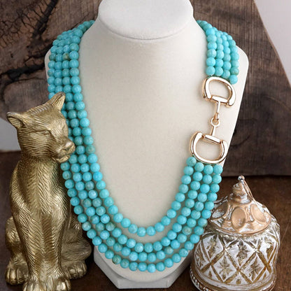 PennyLine Inc. Polished Rider – Multi-Strand Acrylic Bead Horse Bit Necklace