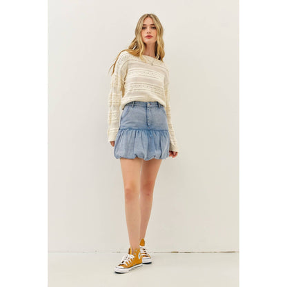 Denim Bubble Mini Skirt